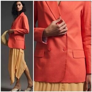 NWT Dolan Linen Boyfriend Blazer XS Double Breasted Preppy Resort Office Coastal